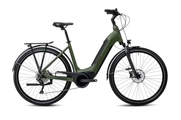 online günstig kaufen Winora Tria 10 Wave Unisex Pedelec E-Bike Trekking Fahrrad Matt Grün 2023 1